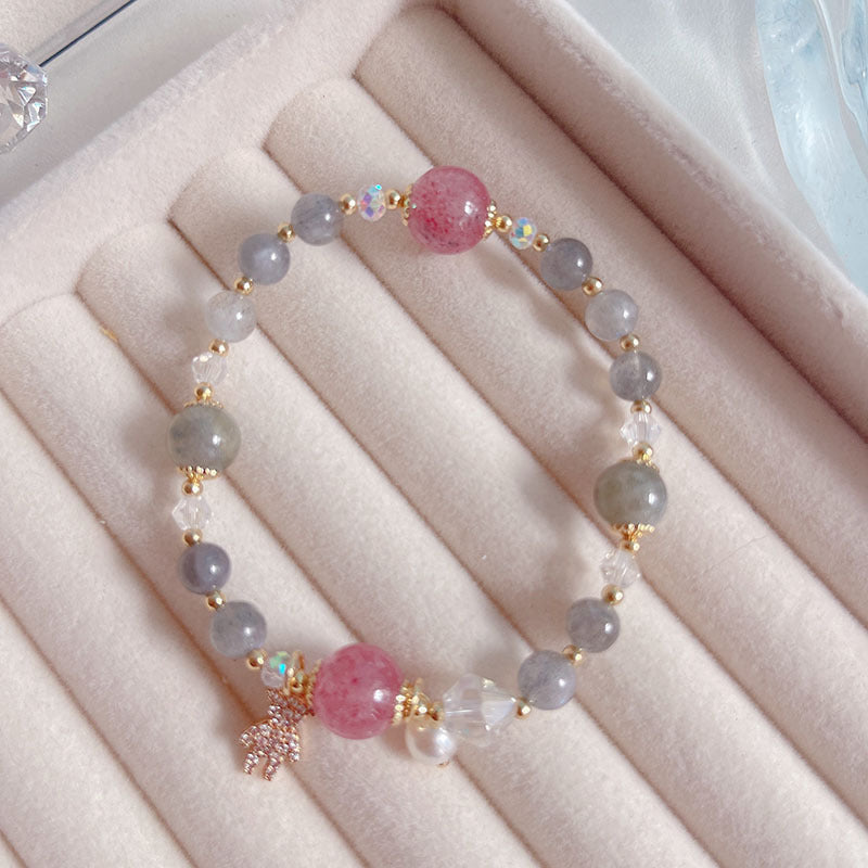 Natural Crystal Fox Lucky Clover Bracelet