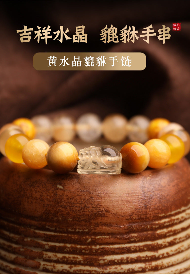 Earth Elemental-Yellow Jade Natural Crystal Bracelet