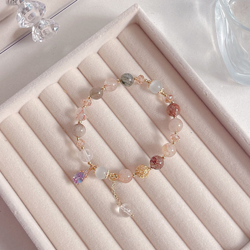 Natural Crystal Fox Lucky Clover Bracelet