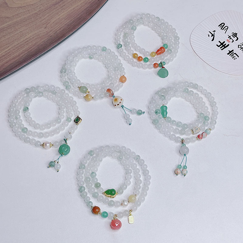 Traditional Style Multi-circle Tian Shan Green Bracelet