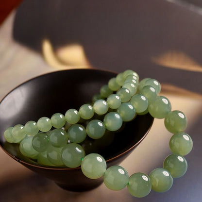 Natural Hotan Jade Ice Clear Water Green Jade Bracelet