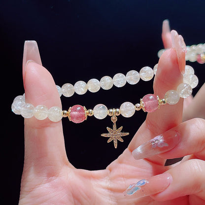 Yellow Crystal Beaded Bracelet with Delicate Butterfly and Star Pendant