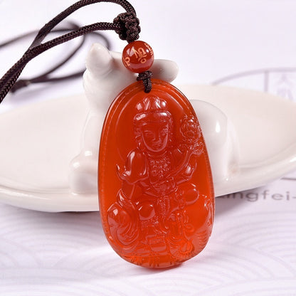 Natural Red Agate Zodiac Guardian Necklace