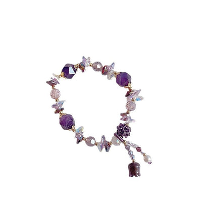 Original Heavy Duty Lily Flower Tassel Bracelet for Women with High-end Crystal Agate Beads