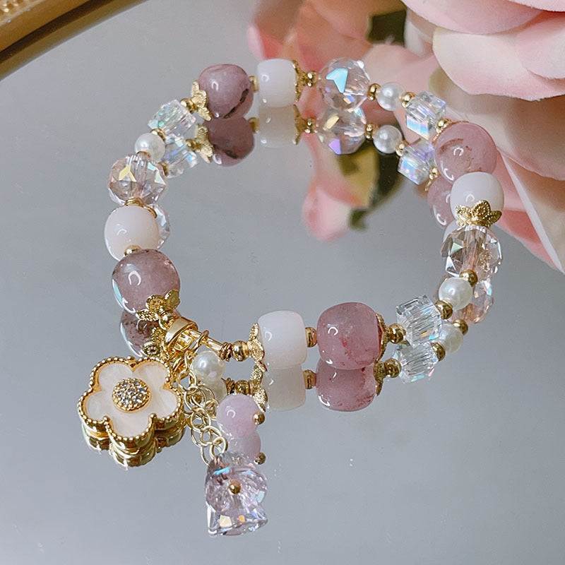 Spring/Summer Flower Bracelet with Natural Stone Crystal for Women