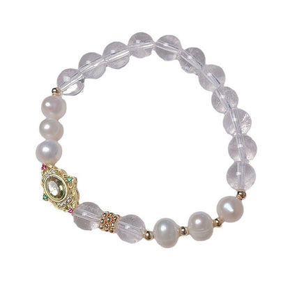 Simple and Luxe Pearl Bracelet with Small Colorful Gems