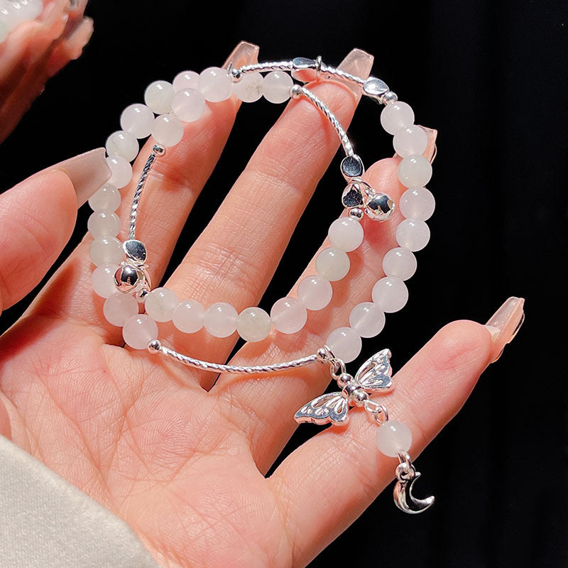 Delicate Sweet Pink Double-layer Strawberry Crystal Bracelet