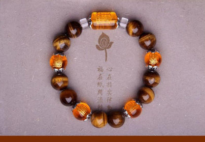 7A grade natural tiger eye stone yellow crystal bracelet