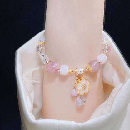 Spring/Summer Flower Bracelet with Natural Stone Crystal for Women