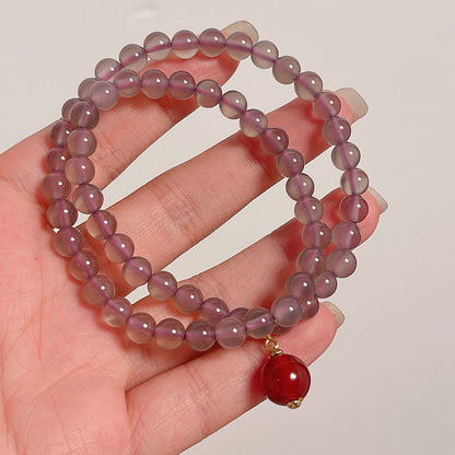 Purple Gray Bracelet with Agate Beads for Women