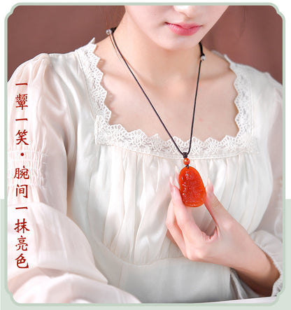 Natural Red Agate Zodiac Guardian Necklace