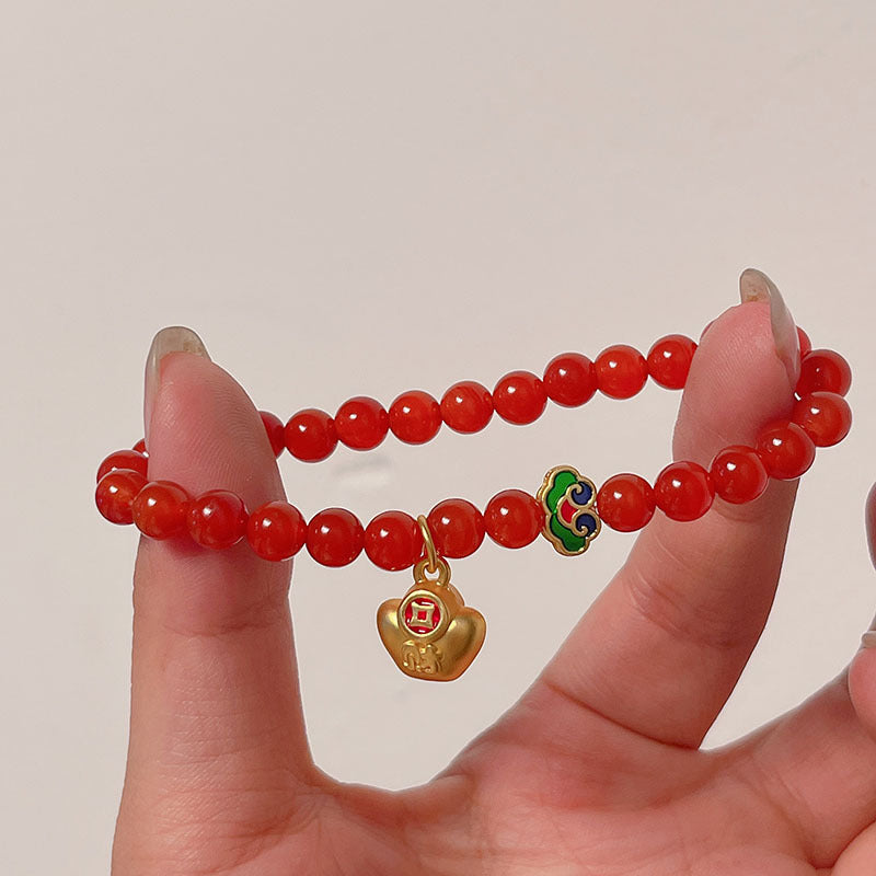 Red Agate Beaded Bracelet for New Year