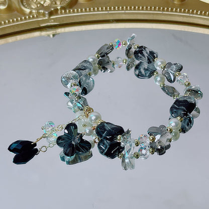 Crystal Glass Bead Butterfly Flower Bracelet