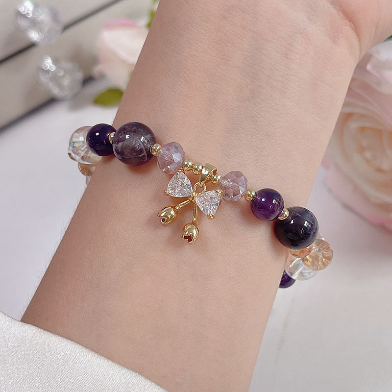 Purple Crystal Bow Bracelet for Women