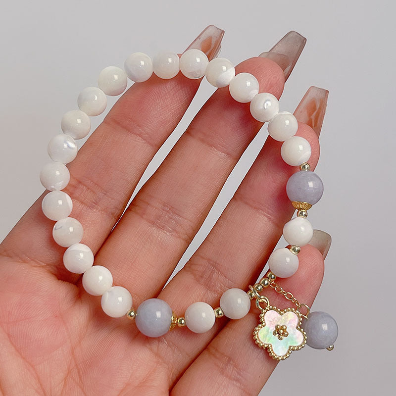 Natural White Butterfly Shell Flower Bellflower Bracelet