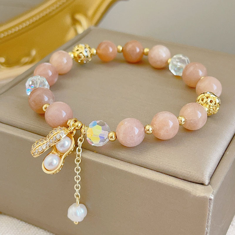 Prosperity Bracelet with Golden Hair Crystal and Peanut Beads