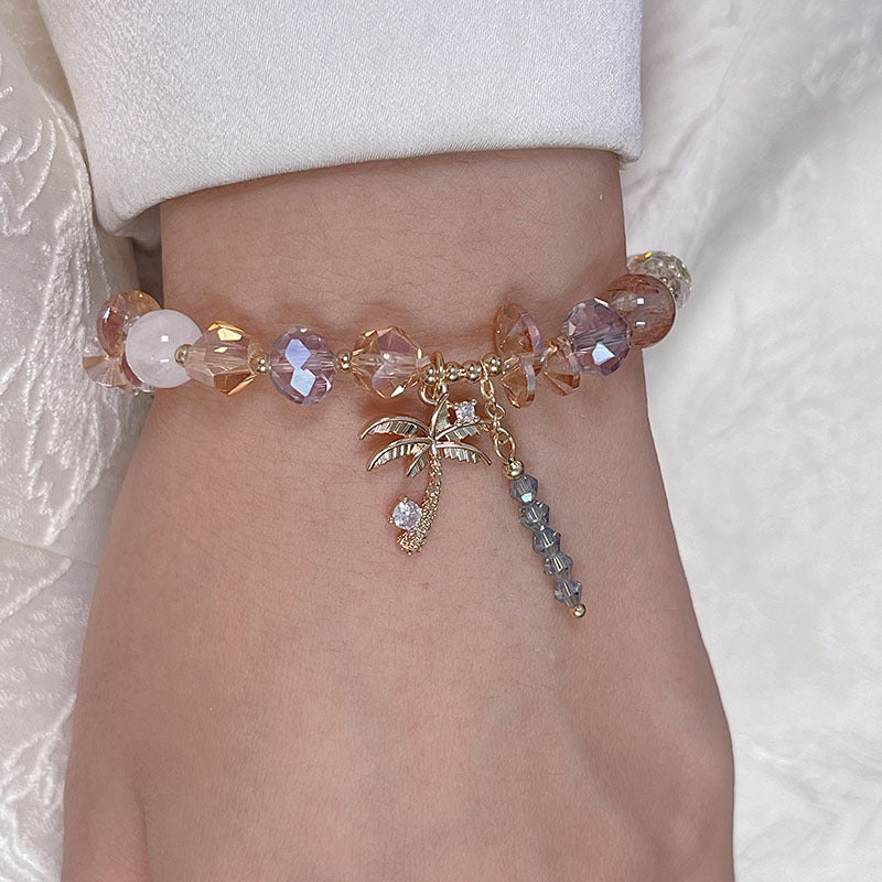 Colorful Natural Stone Crystal Pearl Bracelet Set for Fashionable Girls