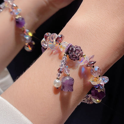 Original Heavy Duty Lily Flower Tassel Bracelet for Women with High-end Crystal Agate Beads